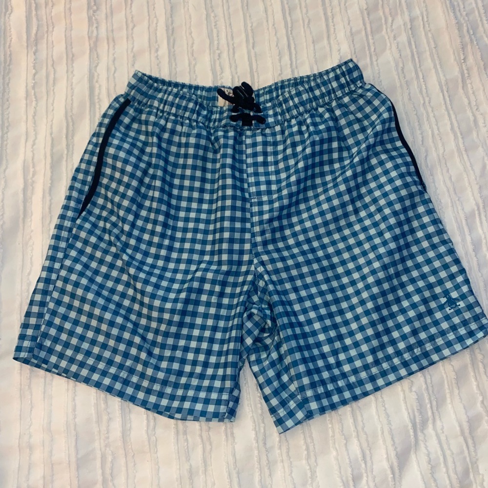 Blue checkered bathing suit